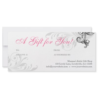 Elegant Gift Certificate Retail Floral Pink White by BestCards