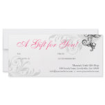 Elegant Gift Certificate Retail Floral Pink White rack cards