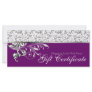 Elegant Gift Certificate Retail Floral Purple Custom Rack Cards