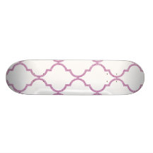 Elegant Girly Pink  Quatrefoil Pattern Custom Skate Board