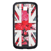 Elegant girly red floral & lace Union Jack flag Samsung Galaxy SIII Cover