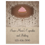 Elegant Glamour Mocha Damask Cupcake Design flyers