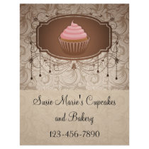 Elegant Glamour Mocha Damask Cupcake Design Custom Flyer