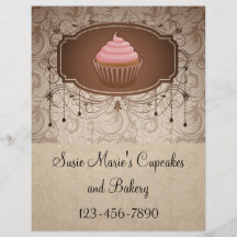 Elegant Glamour Mocha Damask Cupcake Design Custom Flyer