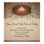 Elegant Glamour Mocha Damask Cupcake Design Sign posters
