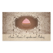 Elegant Glamour Mocha Damask Cupcake Label Sticker