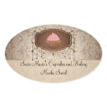 Elegant Glamour Mocha Damask Cupcake Sticker Label stickers