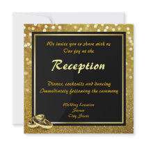 Elegant Glitter Wedding Rings - Wedding Reception Invitation