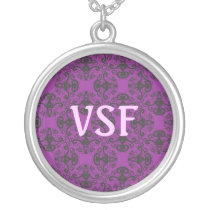 Elegant Goddess Damask Pattern Initial Necklace necklaces