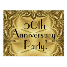 Elegant Gold 50th Anniversary Invitation Postcards