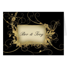 Elegant gold and black swirl design - customize it cards