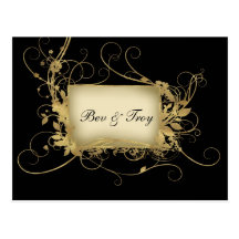 Elegant gold and black swirl design - customize it postcard