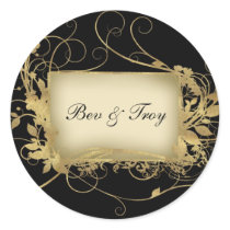 Elegant gold and black swirl design - customize it sticker