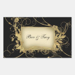 Elegant gold and black swirl design - customize it rectangular stickers