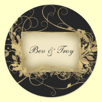 Elegant gold and black swirl design - customize it stickers