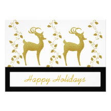 Elegant gold Christmas reindeer holiday party Custom Invites