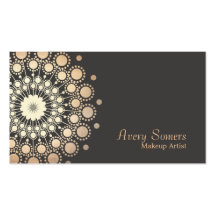 Elegant Gold Circles Makeup Artist Black Business Card Template