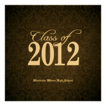 Elegant Gold Class of 2012 Damask Graduation Invites