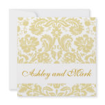 Elegant Gold Cream Damask Wedding Invitation