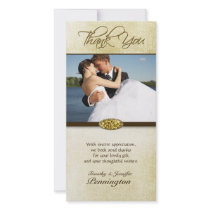 Elegant gold diamond wedding thank you photocard