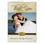 Elegant gold diamond wedding thank you photocard