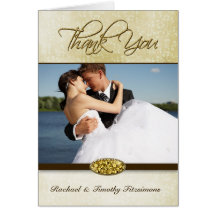 Elegant gold diamond wedding thank you photocard