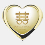 Elegant Gold Double Happiness Heart Stickers