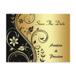 Elegant Gold Flower Scrollwork Save The Date Card