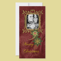 Elegant Gold Frame Christmas photo cards