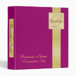Elegant Gold Monogram Pink Business Office Binder
