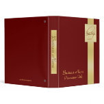 Elegant Gold Monogram Red Business Office Binder