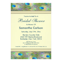 Elegant Gold Peacock Bridal Shower Custom Announcements