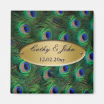 elegant gold peacock save the date refrigerator magnets