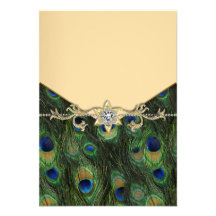 Elegant Gold Peacock Wedding Invitations