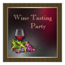 Elegant Gold Red Wine Tasting Party Invitations