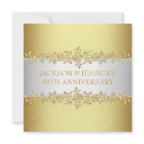 Elegant Gold Roses 50th Anniversary Party Personalized Invites