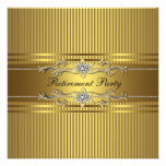 Elegant Gold Stripe Retirement Party Custom Invite