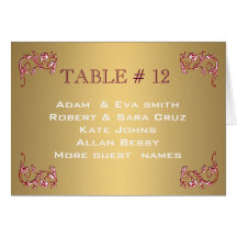 Elegant Gold Table number template wedding Card