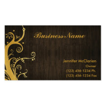 Elegant Gold & Wood grain Business Card