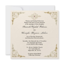 Elegant Golden Accent Gold Wedding Invite