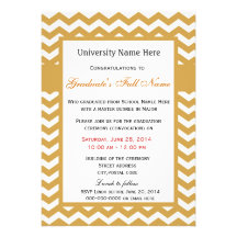 Elegant golden chevron graduation ceremony announcement