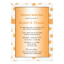 Elegant golden fall leaves graduation personalized announcements