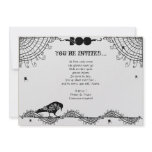 Elegant Gothic Black and White Halloween Party Custom Invites