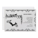 Elegant Gothic Black and White Halloween Party Invitations
