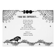 Elegant Gothic Black and White Halloween Party Custom Invites