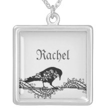Elegant Gothic Black and White Raven Custom Necklace