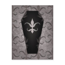 Elegant gothic coffin postcard