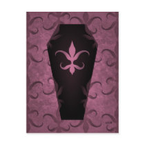 Elegant gothic coffin purple post cards