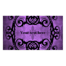 Elegant gothic damask purple and black decor business cards