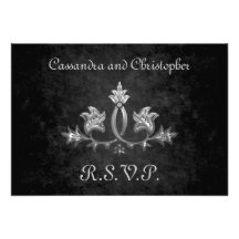 Elegant gothic dark romance wedding RSVP Announcement